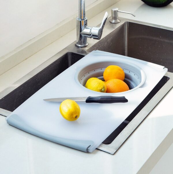 Innovative Multi-Functional 3 in 1 Chopping Board Detachable Folding Drain Basket Sink Cutting Board - Image 2