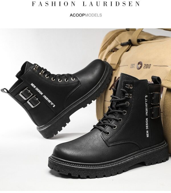 High-top Shoes All-match British Work Shoes Winter Thick Bottom Hiking Boots - Image 9