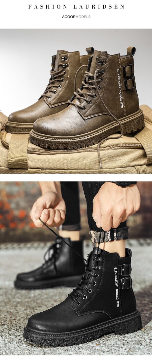 High-top Shoes All-match British Work Shoes Winter Thick Bottom Hiking Boots - Image 3