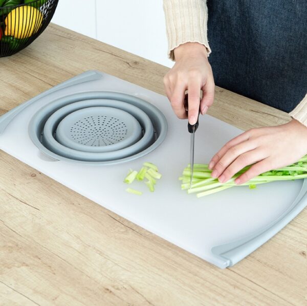 Innovative Multi-Functional 3 in 1 Chopping Board Detachable Folding Drain Basket Sink Cutting Board - Image 6