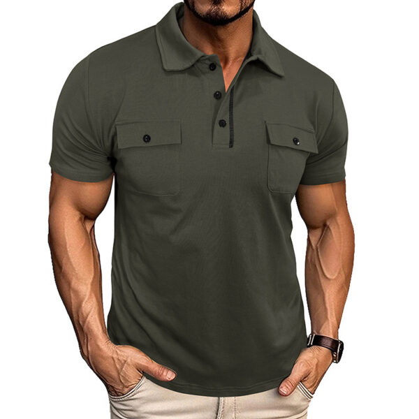 Summer Lapel Button Polo Shirt With Pockets Outdoor Fashion Short Sleeve Tops For Men Clothing - Image 7