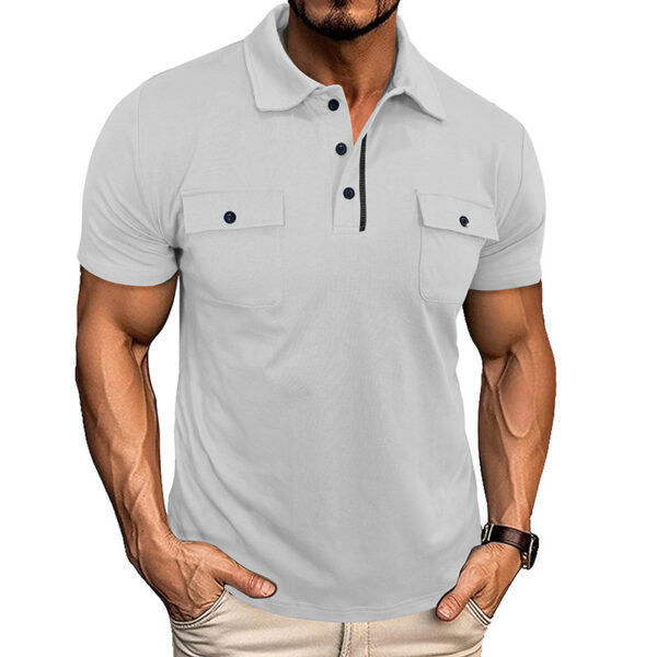 Summer Lapel Button Polo Shirt With Pockets Outdoor Fashion Short Sleeve Tops For Men Clothing - Image 9