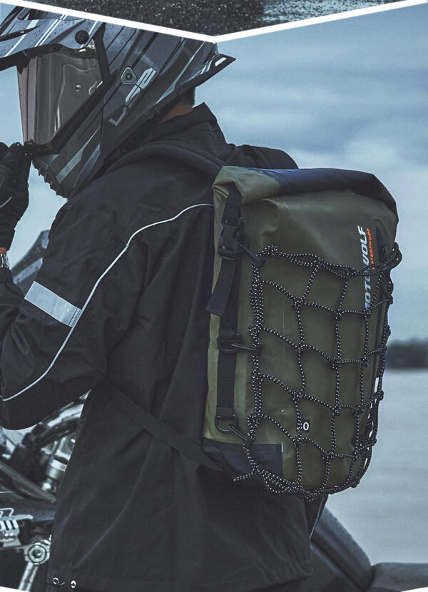 Motorcycle Multi-purpose Portable Large Capacity Shoulder Backpack Belt Net Bag - Image 7